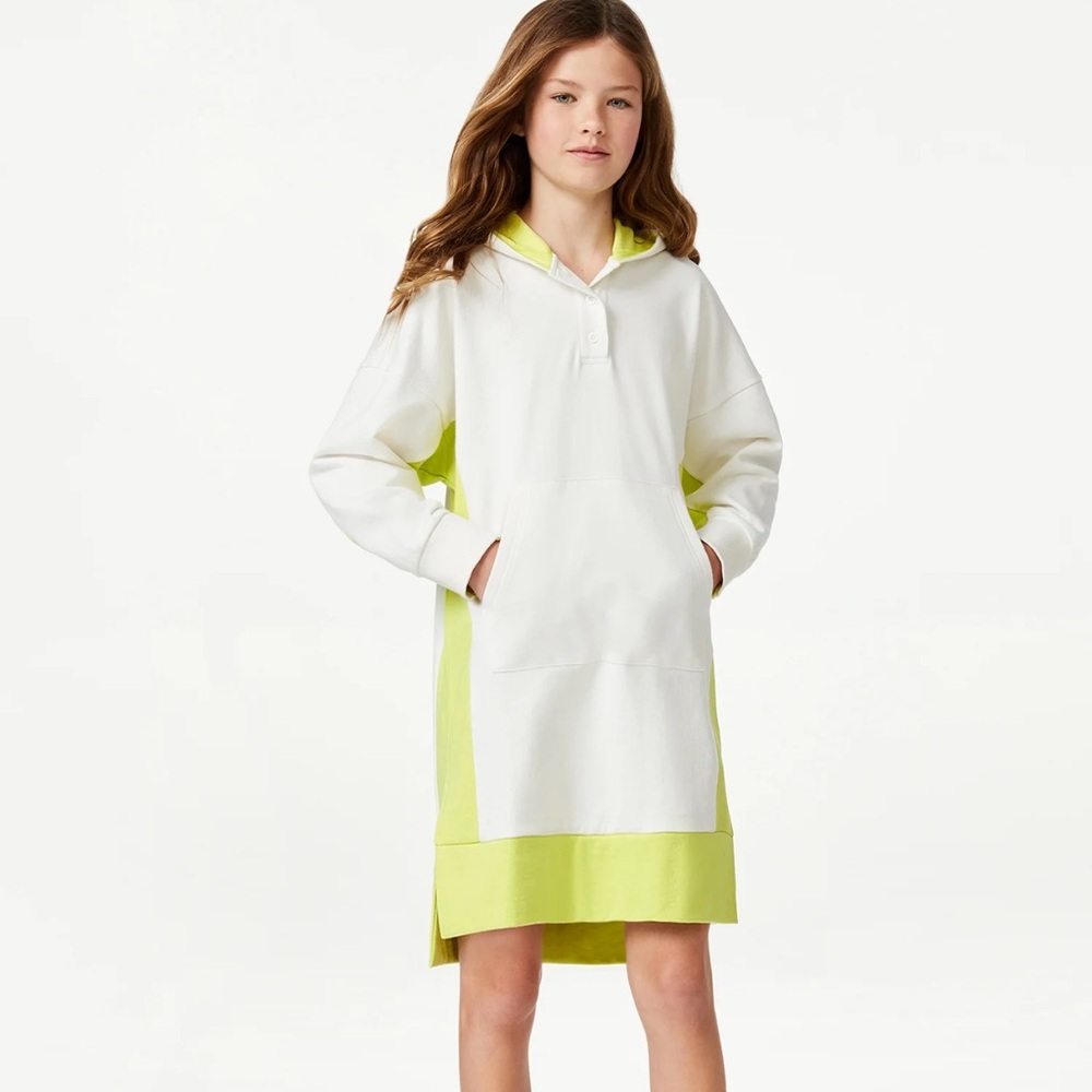 Free Assembly White Green Colorblock Hooded Dress‎ Size Large